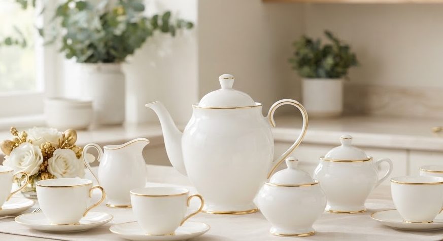 Gold Line Tea Set — 17 Piece — detail view